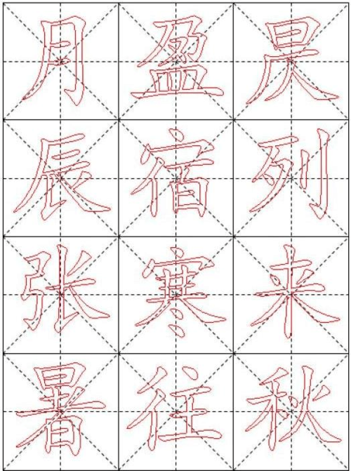 千字文毛笔楷书描红字帖